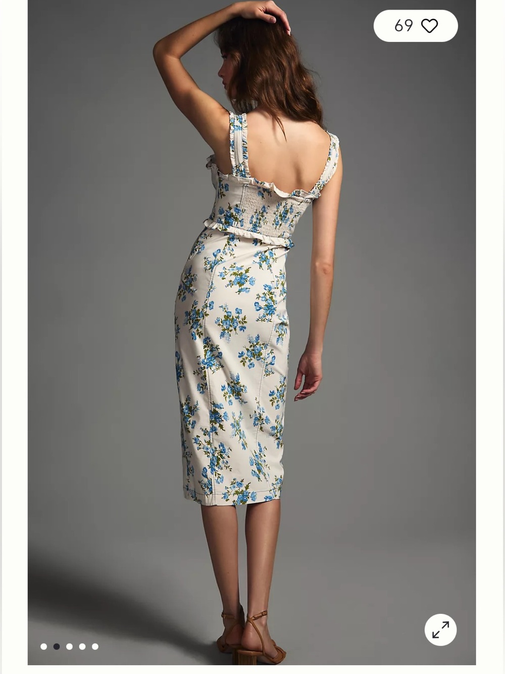 NWT Anthropologie size XXS Square-Neck Midi Dress in floral - Picture 2 of 12